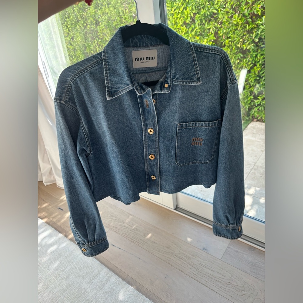 Miu Miu Cropped Blue Denim Jacket